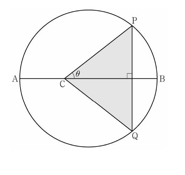 원과 선분 AB, 점 C, P, Q의 기하 도형