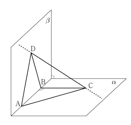 수직인 두 평면 α, β와 점 A, B, C, D